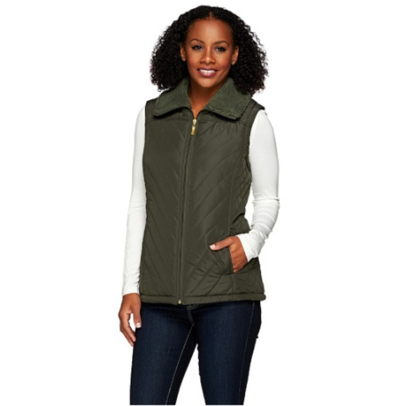 NEW Quilted Vest with Faux Sherpa Lining, Large - Picture 3 of 7